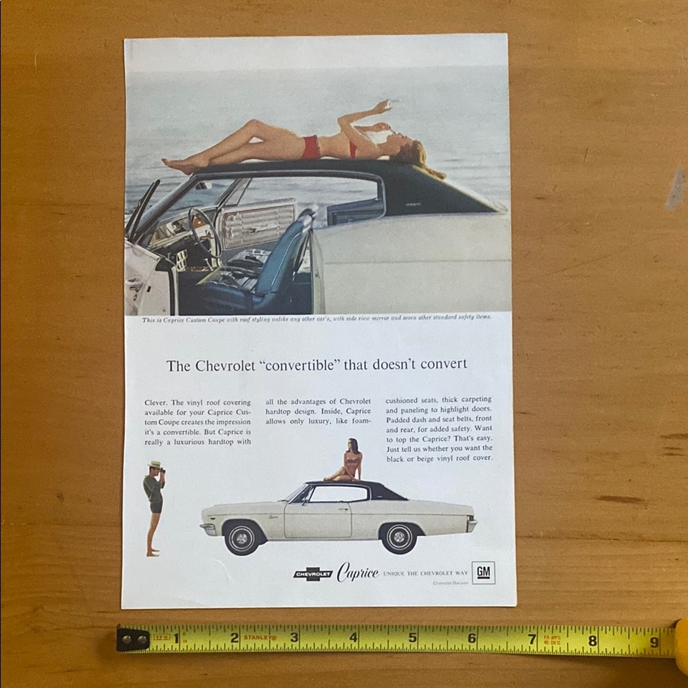 Vintage Chevrolet Caprice Convertible Advertisement